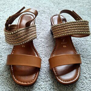Tan Braided Ankle Strap Sandals – Size 6.5 – Minimalist Summer Sandals